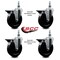 Service Caster 5 Inch Hard Rubber 12 Inch Threaded Stem Caster Set with Brake SCC-TS20S514-HRS-PLB-121315-4 - alternate 2